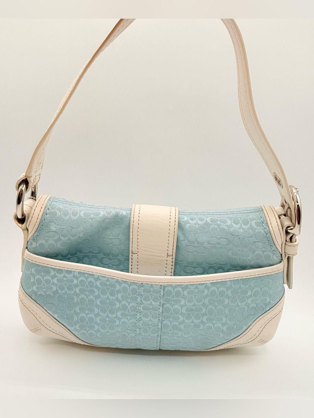 Vintage Coach Soho F10925 Sky Blue Signature C Jacquard Shoulder Bag Y2K - Picture 8 of 16